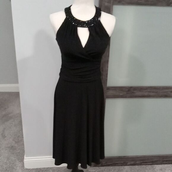 Jessica Howard Evening Black Halter midi dress size 6 - Picture 1 of 3